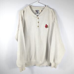Vintage Joe College Medium Louisville Cardinals Knit Sweater Mens Henley NCAA